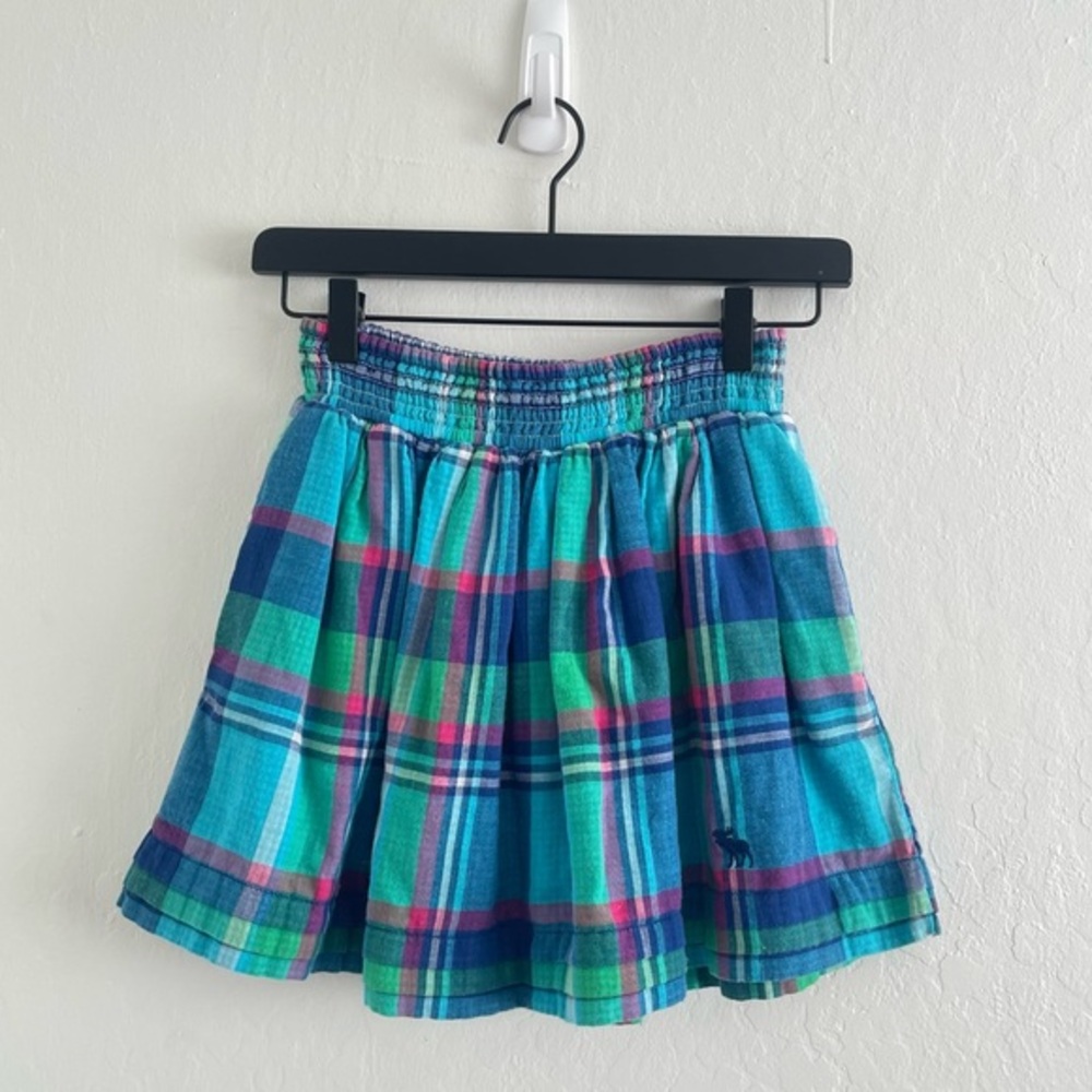 Y2K Rainbow Plaid Blue Tiered Mini Skirt with Pockets 2000s Womens Size Medium